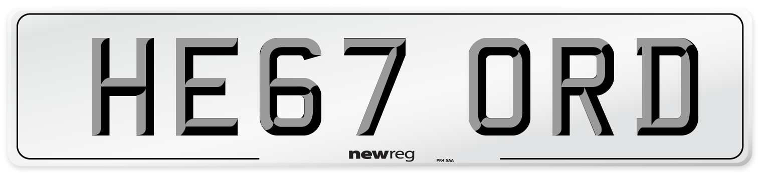 HE67 ORD Number Plate from New Reg